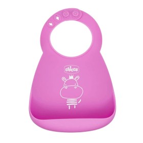 Chicco Αδιάβροχη Σαλιάρα Σιλικόνης για Ψίχουλα Ροζ 6m+ 1 Τεμάχιο
