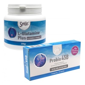 Smile Promo L-Glutamine Plus 250g & Probio 45B 2x10 Κάψουλες Smile Promo L-Glutamine Plus 250g & Probio 45B 2x10 Κάψουλες