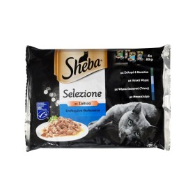 SHEBA Selection Επιλεγμένα Θαλασσινά Υγρή Τροφή σε Σάλτσα για Γάτες με Ψάρια 4x85g