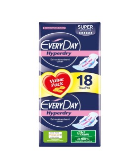EVERYDAY Hyperdry Super Ultra Plus Economy Long-Length Napkins with Wings 18 Pcs