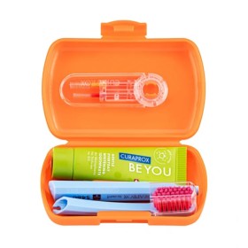 Curaprox Travel Set με Οδοντόβουρτσα Ταξιδιού & Οδοντόκρεμα Be You 10ml & Βάση DUOr & Μεσοδόντια Βουρτσάκια CPS Prime & Πορτοκαλί Θήκη