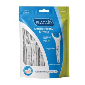 Plac Aid Dental Flossy & Pick Οδοντικό Νήμα με Λαβή & Οδοντογλυφίδα 24 Τεμάχια