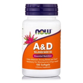 NOW Vitamin A & D 10.000iu/400iu Συμπλήρωμα με Βιταμίνες Α & D για Οστά , Δέρμα , Μαλλιά & Ανοσοποιητικό 100 Μαλακές Κάψουλες