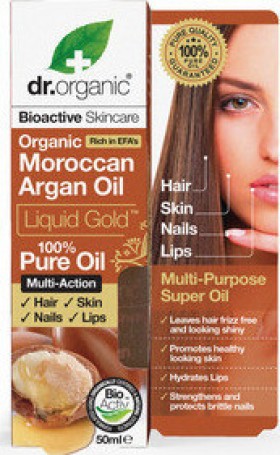 Dr. ORGANIC Moroccan Argan Oil Liquid Gold Pure Argan Oil for Hair & Nail & Skin Care 50ml
