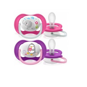 Philips Avent Πιπίλα Ultra Air Animals 6-18m για Κορίτσι 2 Τεμάχια [Scf080/12]