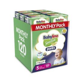 BABYLINO Promo Pants Cotton Soft Unisex Diapers Pants No 5 for 10-16kg 120 Pieces [Monthly Pack]