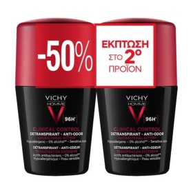 Vichy Promo Homme Deodorant Clinical Control Detranspirant Ανδρικό Αποσμητικό Roll-On με Προστασία Έως 96 Ώρες 2x50ml