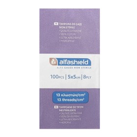 Alfashield Alfa-Gauze Swabs 5x5cm 8ply 13 Κλωστών μη Αποστειρωμένη Γάζα 100 Τεμάχια