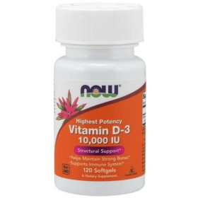 NOW Vitamin D3 10000iu Συμπλήρωμα με Βιταμίνη D3 για την Υγεία των Οστών & το Ανοσοποιητικό 120 Κάψουλες