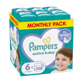 Pampers Active Baby Μέγεθος 6 (13-18 Kg) Βρεφικές Πάνες 128 Τεμάχια [ Monthly Pack ]
