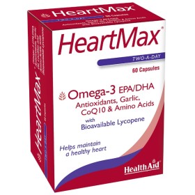 HEALTH AID Heartmax Συμπλήρωμα για Δυνατή Καρδιά , Κυκλοφορικό Σύστημα & Χαμηλή Χοληστερίνη  60 κάψουλες