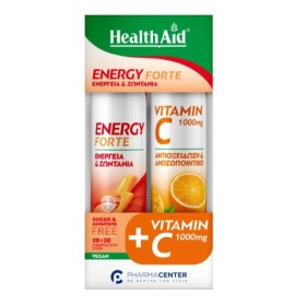 Health Aid Promo Energy Forte 20 Αναβράζοντα Δισκία & Vitamin C 1000mg με γεύση Πορτοκάλι 20 Αναβράζοντα Δισκία
