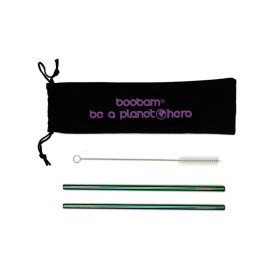 BOOBAM Straw Metal Wide Titanium Colorful Μεταλλικά Καλαμάκια 2 Τεμάχια