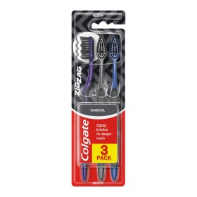 Colgate Zig Zag Charcoal Medium Οδοντόβουρτσα Τριπλή Συσκευασία 3 Τεμάχια