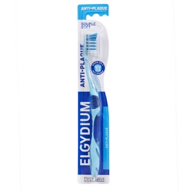 ELGYDIUM Antiplaque Medium Οδοντόβουτσα Μέτρια Κατά της Πλάκας με Ξύστρα Γλώσσας Χρώμα Λευκό & Μπλε 1 Τεμάχιο