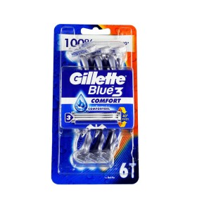 GILLETE Blue 3 Plus Comfort Ξυραφάκια Μιας Χρήσης Μπλε Χρώμα 6 Τεμάχια