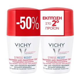 VICHY Deodorant Stress Resist Roll-On 72hr Ρυθμίζει την Εφίδρωση για 72 Ώρες 2 x 50ml (-50%  στο 2ο Προϊόν)