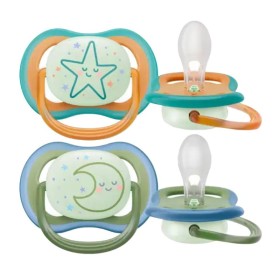 Philips Avent Ultra Air  Nighttime Πιπίλα Σιλικόνης 18m+ Αστέρι & Φεγγάρι [SCF376/23] 2 Τεμάχια