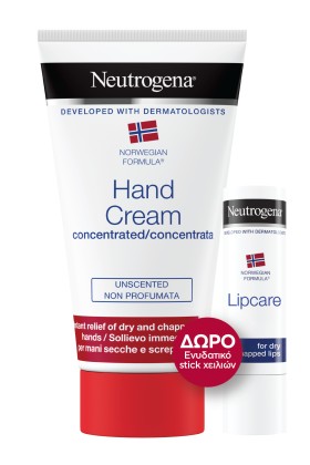 NEUTROGENA Promo Hand Cream Unscented Hand Cream Without Fragrance 75ml & Lipcare Moisturizing Lip Stick 4,8g