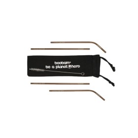 Boobam Straw Metal Titanium Rose Gold Μεταλλικά Καλαμάκια 4 Τεμάχια