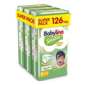Babylino Sensitive Cotton Soft No5+ Βρεφικές Πάνες Junior Plus 12-17 Kg 3x42 Τεμάχια [Super Pack]