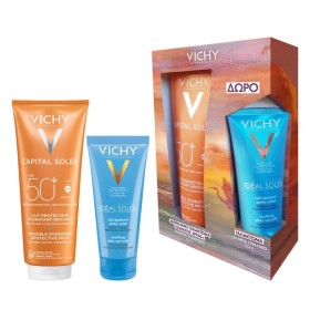 VICHY Promo Capital Soleil Invisible Hydrating Protective Milk Spf50+ Sunscreen Body Lotion 300ml & Capital Soleil Soothing After-Sun Milk Travel Size 100ml