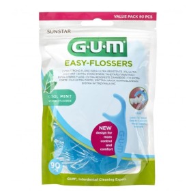GUM Easy Flossers Οδοντικό Νήμα με Γεύση Μέντα & Λαβή σε Γαλάζιο Χρώμα 90 Τεμάχια