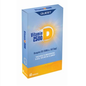 Quest Vitamin D3 2500 Iu Συμπλήρωμα με Βιταμίνη D3 για Ανοσοποιητικό ,μυοσκελετικό ,οστά & Δόντια 60 Τάμπλετες