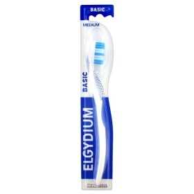 ELGYDIUM Basic Medium Οδοντόβουρτσα Μέτρια Χρώμα Άσπρο & Μπλε 1 Τεμάχιο
