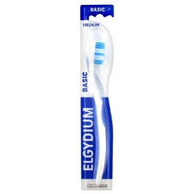 Elgydium Basic Medium Οδοντόβουρτσα Μέτρια Χρώμα Άσπρο & Μπλε 1 Τεμάχιο