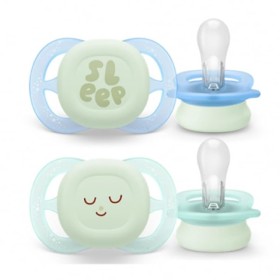 Philips Avent Ultra Start Nighttime Silicone Orthodontic Soother Πιπίλα Σιλικόνης 0-2m Πράσινο/Μπλε 2 Τεμάχια