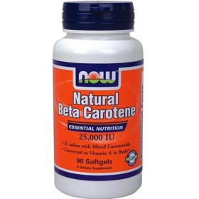 Now Natural Beta Carotene 25.000iu Συμπλήρωμα με Καροτίνη για την Υγεία των Ματιών & του Δέρματος 90 Μαλακές Κάψουλες