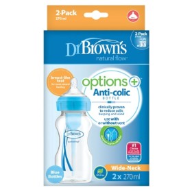 DR BROWNS Baby Bottle Plastic Options+ Blue 270ml 2 Pieces [WB 92602]