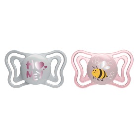 Chicco Light Honey Bee Πιπίλες Σιλικόνης Γκρι-Ροζ 2-6m 2 Τεμάχια