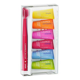 CURAPROX Promo [Be You] Six Tastes Toothpastes in 6 Different Flavors 6x10ml & Fuchsia Toothbrush 1 Piece