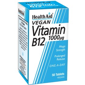 HEALTH AID Vitamin B12 1000μG Συμπλήρωμα Διατροφής για Καλή Λειτουργία του Νευρικού Συστήματος 50 Ταμπλέτες
