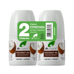 Dr. Organic Promo Coconut Oil Deodorant Αποσμητικό Roll On με Έλαιο Καρύδας 50ml [-50% Στο 2ο Προϊόν]