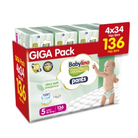 Babylino Premium Ultra Soft Pants No5 Πάνες Βρακάκι Junior 10-16kg 136 Τεμάχια [ Monthly Pack ]