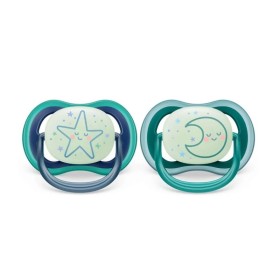 Philips Avent Ultra Air Nighttime Πιπίλες Σιλικόνης Αστέρι & Φεγγάρι 6-18m 2 Τεμάχια (Scf376/13)