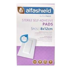ALFASHIELD Sterile Self Adhesive Pads Αποστειρωμένα Αυτοκόλλητα Επιθέματα 8x12cm 5 Τεμάχια
