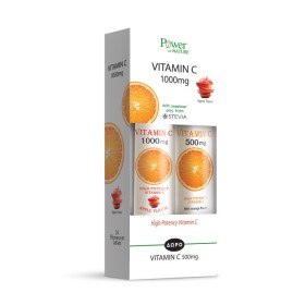POWER HEALTH Promo Vitamin C 1000mg Γεύση Μήλο 24 Αναβράζοντα Δισκία & Vitamin C 500mg Πορτοκάλι 20 Αναβράζοντα Δισκία