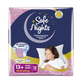 Babylino Safe Nights Kids Night Girl (48-60kg) Παιδικό Απορροφητικό Εσώρουχο Νυκτός μίας Χρήσης για Κορίτσι 13+ Ετών 12 Τεμάχια