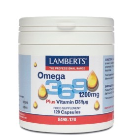 LAMBERTS Omega 3 -6-9 1200mg Συμπλήρωμα με Ιχθυέλαια & Βιταμίνη D3 120 Κάψουλες