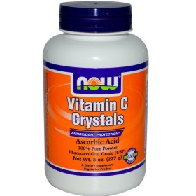 NOW Vitamin C Crystals Ascorbic Acid powder Συμπλήρωμα με Βιταμίνη C σε σκόνη για Ανοσοποιητικό , Δέρμα , Οστά & Δόντια 227g