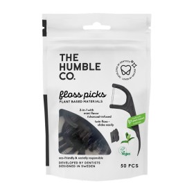 The Humble Co Dental Floss Charcoal Picks Μεσοδόντια 2 σε 1 με Ενεργό Άνθρακα 50 Τεμάχια