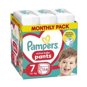Pampers Active Baby Pants Μέγεθος 7 (15kg+) Πάνες Βρακάκι 114 Τεμάχια [Monthly Pack]