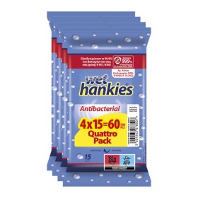 Wet Hankies Promo Antibacterial Wipes Υγρά Αντιβακτηριδιακά Μαντήλια Χεριών 4x15 Τεμάχια Wet Hankies Promo Antibacterial Wipes Υγρά Αντιβακτηριδιακά Μαντήλια Χεριών 4x15 Τεμάχια