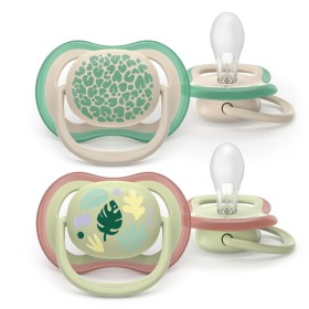 Philips Avent Ultra Air Ορθοδοντική Πιπίλα για 6-18m Μπεζ-Λαχανί 2 Τεμάχια [SCF087/17]