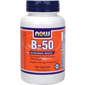 NOW Vitamin B-50 Complex Σύμπλεγμα Βιταμινών Β για το Νευρικό Σύστημα  100 Φυτικές Κάψουλες