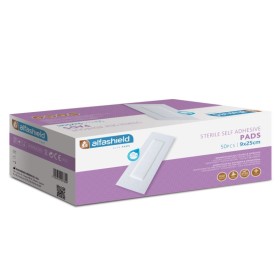 Alfashield Alfa-Pads Self Adhesive Pad Αποστειρωμένο Αντικολλητικό Υποαλλεργικό Αυτοκόλλητο Επίθεμα 9cmx25cm 50 Τεμάχια